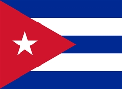 [ai] The national flag of Cuba featuring five horizontal stripes, alternating blue and white, with a red triangle on the left side containing a white star.